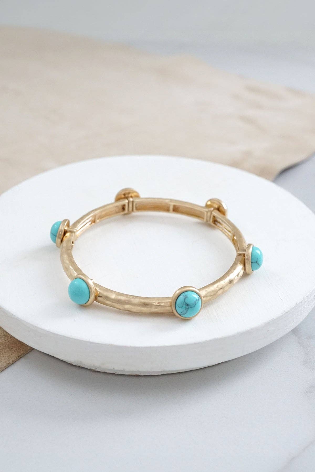 Jeweled Golden Bangle with Semi Precious Stone Dots
