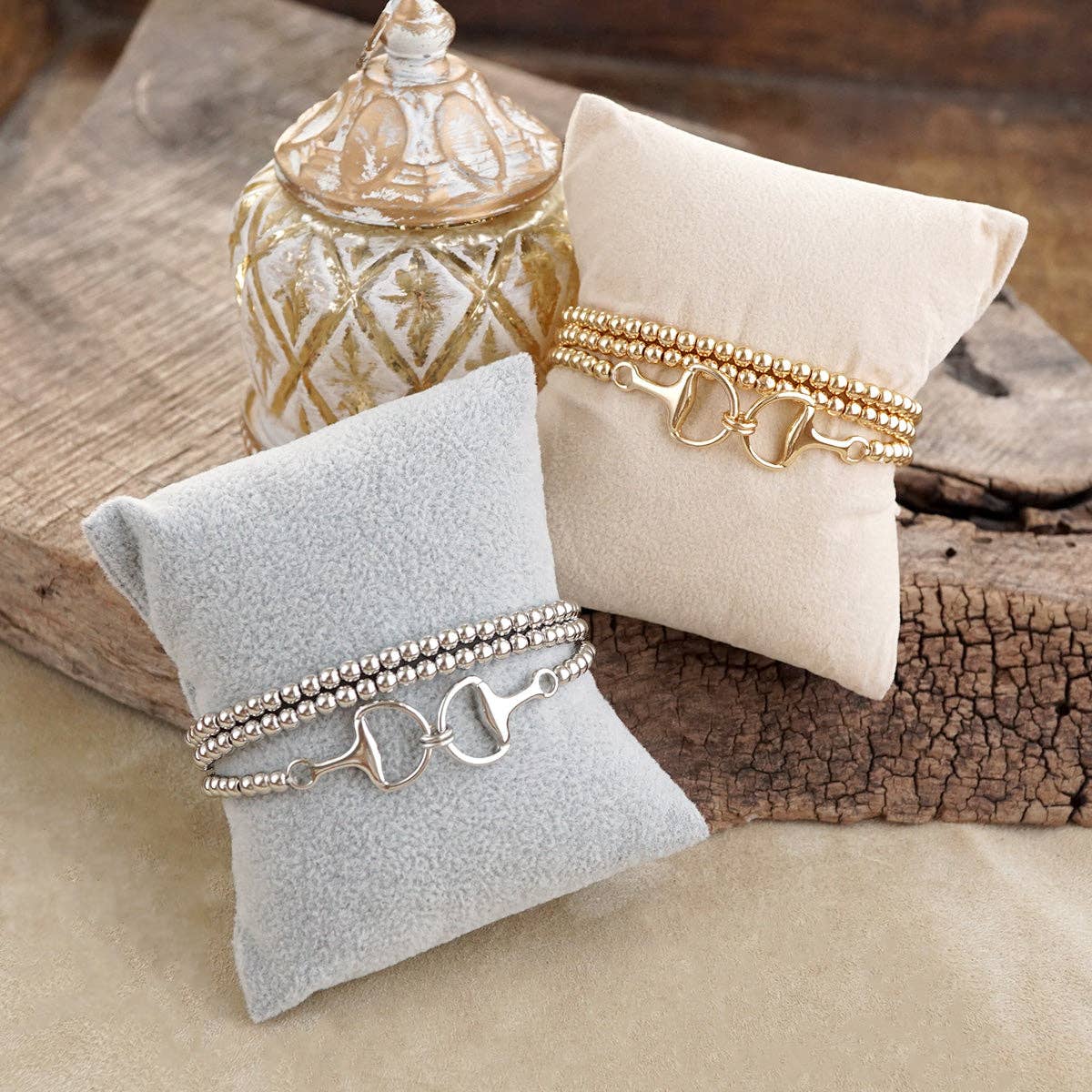 Bit of Shine – Set of 3 Stretch Bracelets with Horse Bit