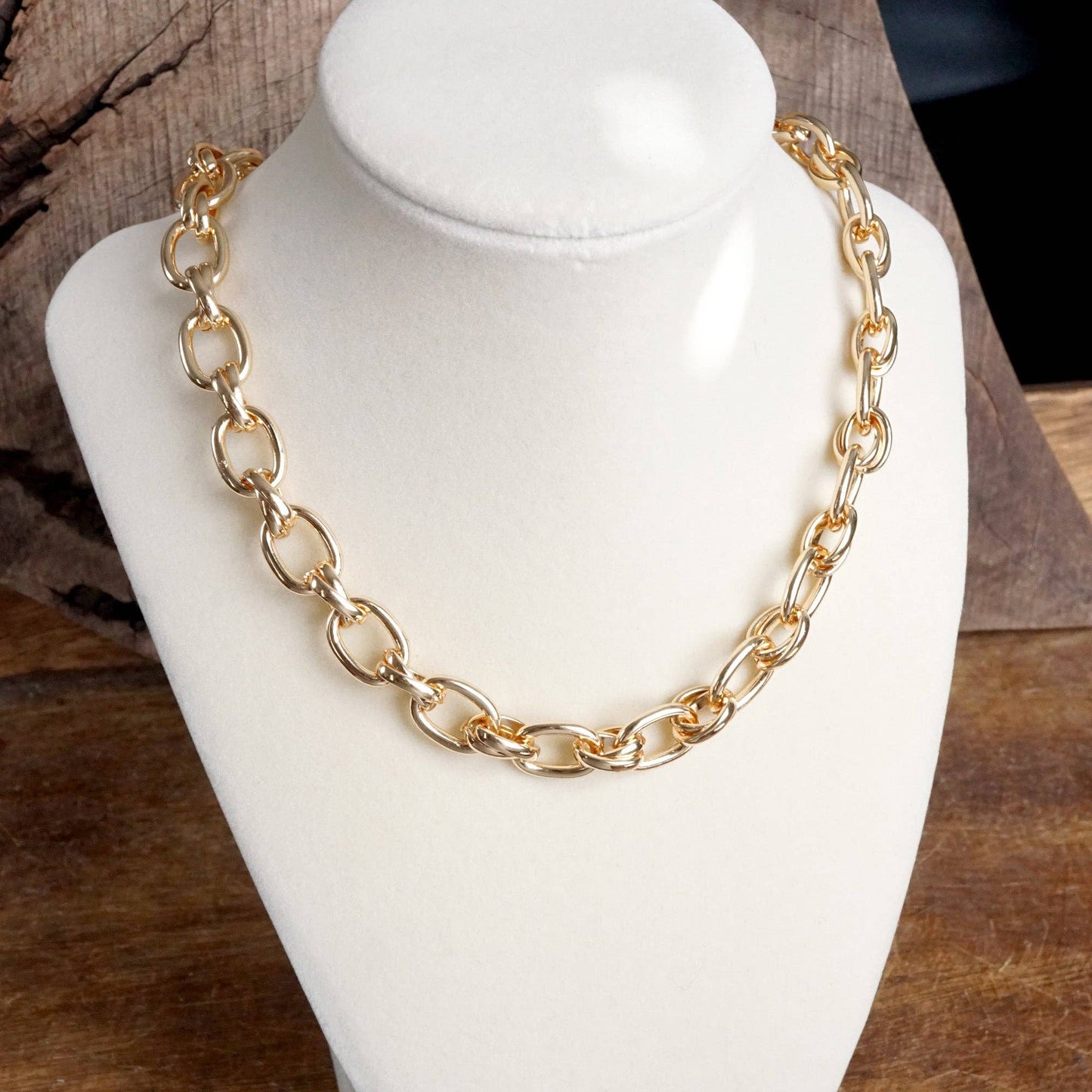 Chunky Cable Chain Necklace in Gold Tone