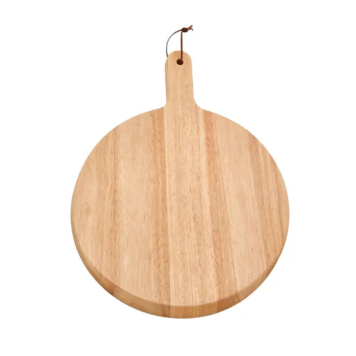 Rubberwood Pizza Board with Handle - 13.5" Diameter