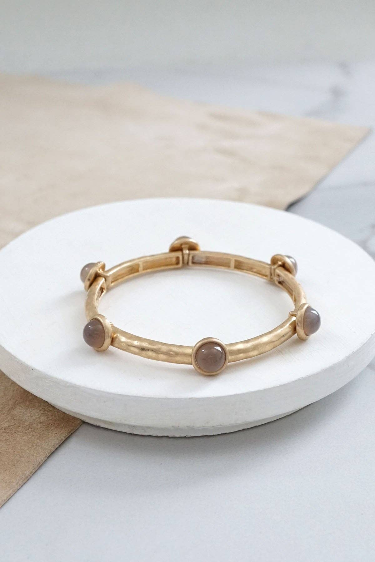 Jeweled Golden Bangle with Semi Precious Stone Dots