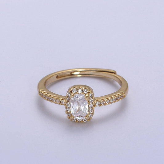 Dainty CZ Rectangle Ring Gold Ring Zircon Jewelry Rectangle Promise Ring Adjustable Ring Minimalist Jewelry U-499