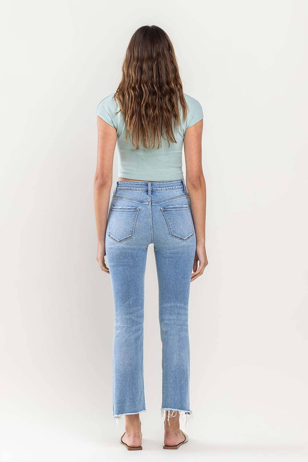 HIGH RISE CROP FLARE JEANS T5988