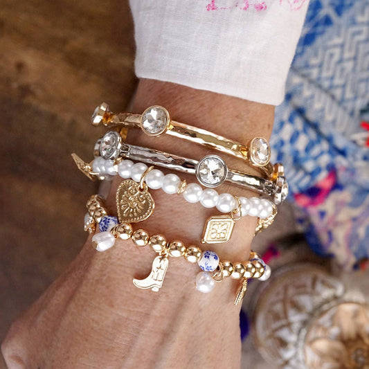 Chinoiserie & Gold Multi-Charm Bracelet
