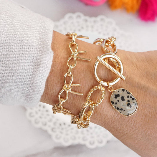 Bow Link Bracelet Gold Tone 2797