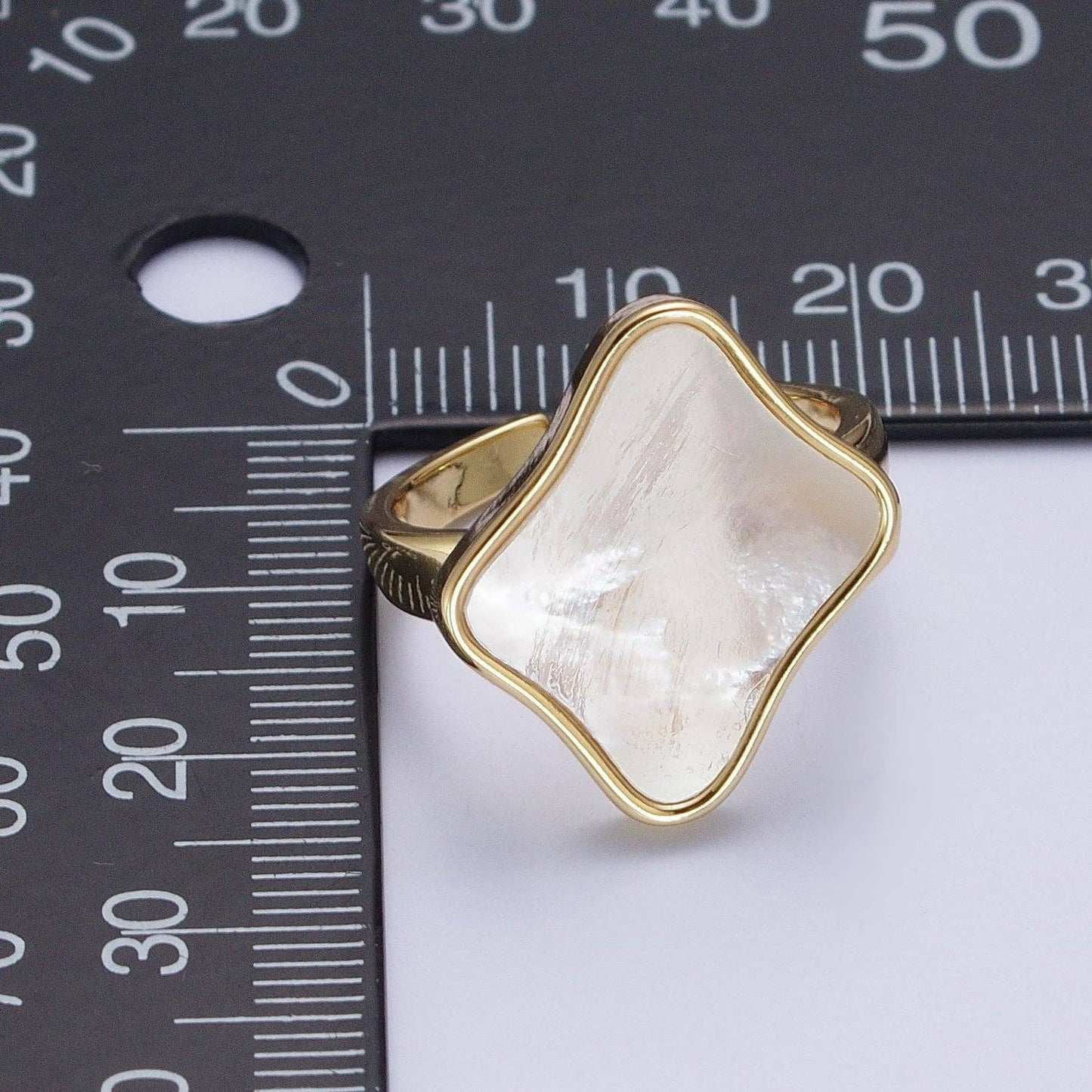 GoldFilled Pearl Shell Abstract Rhombus Quatrefoil Open Ring