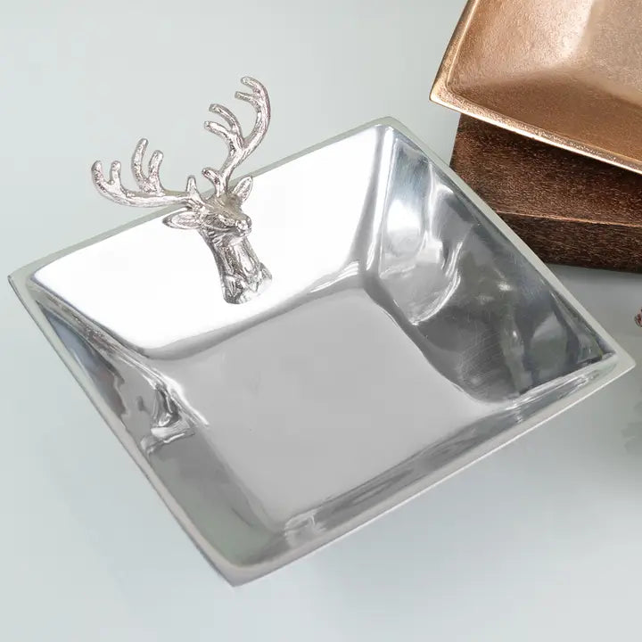 Silver Deer Square Bowl