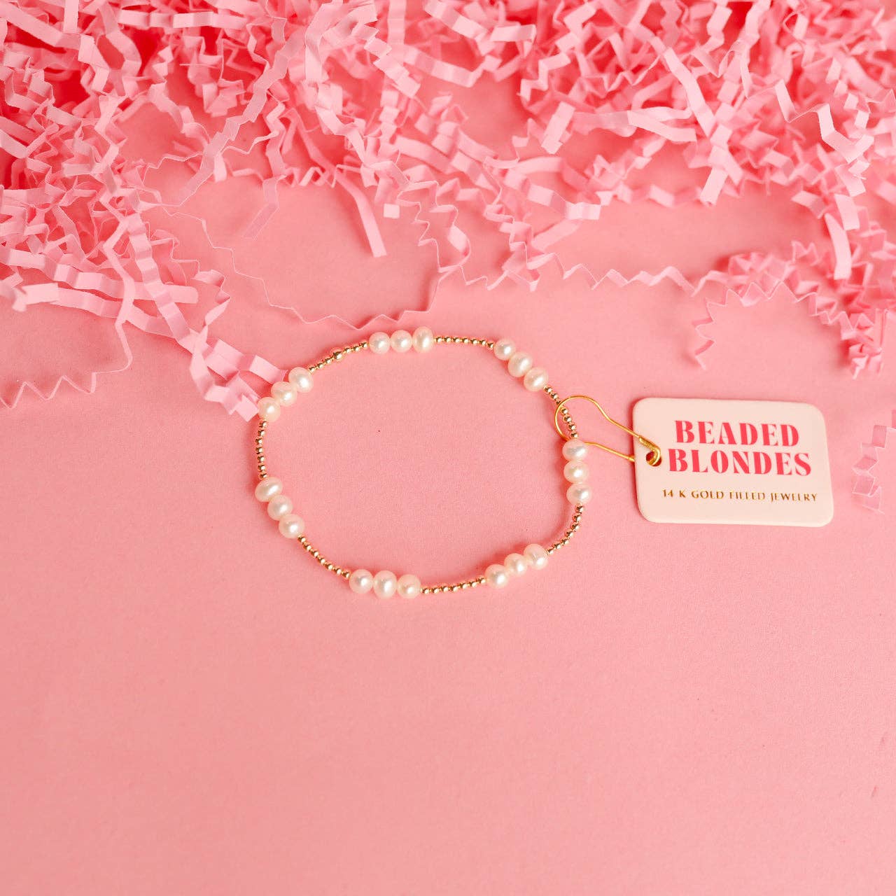 Beaded Blondes ILY Coastal Pearl Bracelet in Gold