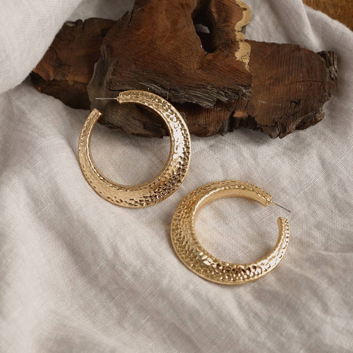 Gilded Echo – Textured Statement Hoop Earrings