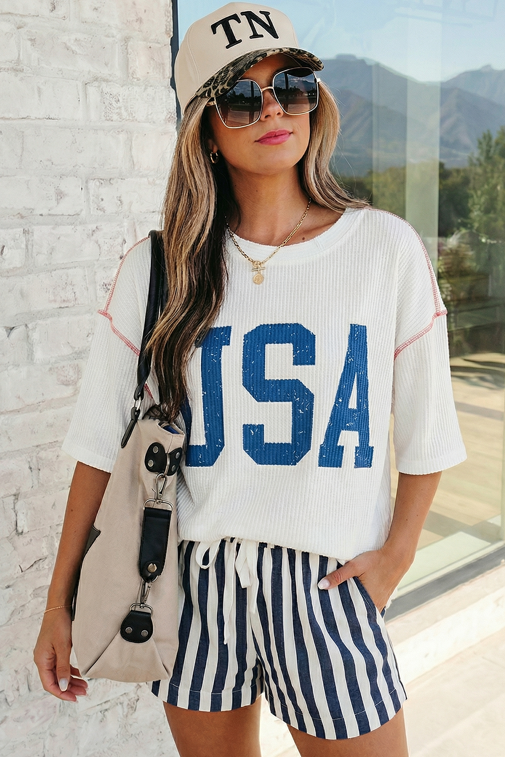 USA Graphic Ribbed Top