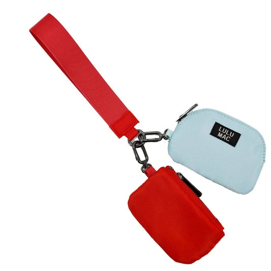 Lulu Mac Red/Light Blue Double Pouch Wristlet