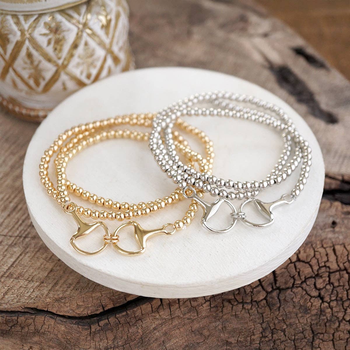 Bit of Shine – Set of 3 Stretch Bracelets with Horse Bit