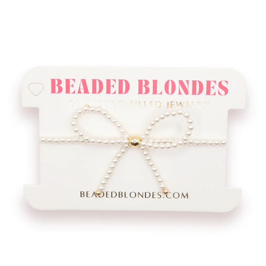 Beaded Blondes Pearl Bow Bracelet